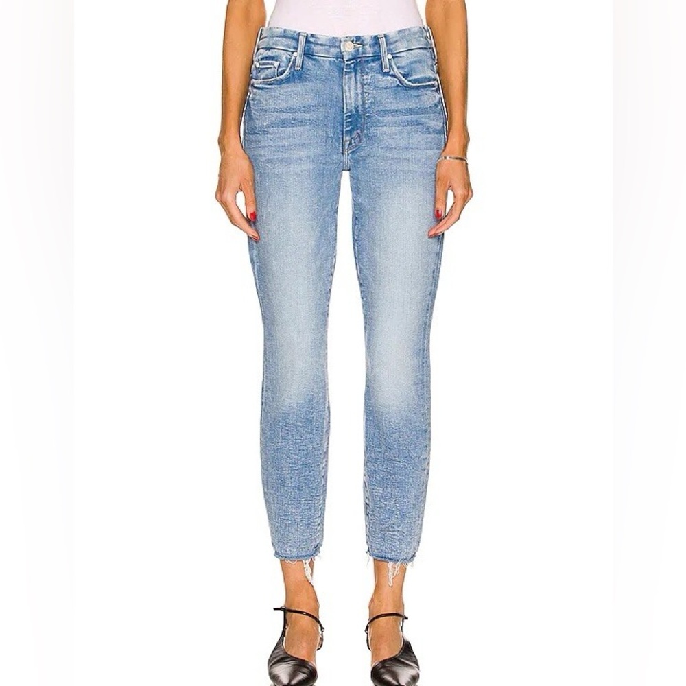 Mother high waisted looker ankle fray jeans deep breaths
